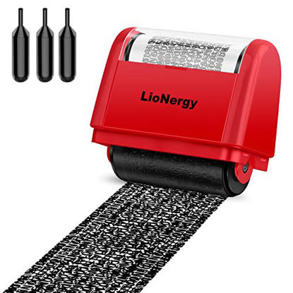 Picture of Identity Protection Roller Stamp LioNergy Roller Identity Theft Prevention Security Stamp with 3 Refills - Red