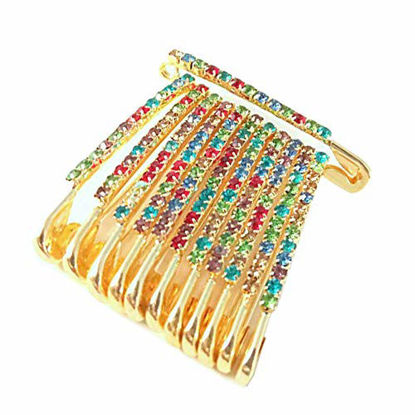 Picture of Colourful Saree/Safety Pins Brooch One Side of Safety Pin Decorated with Diamonds Set of 12,Decorative Safety Pins