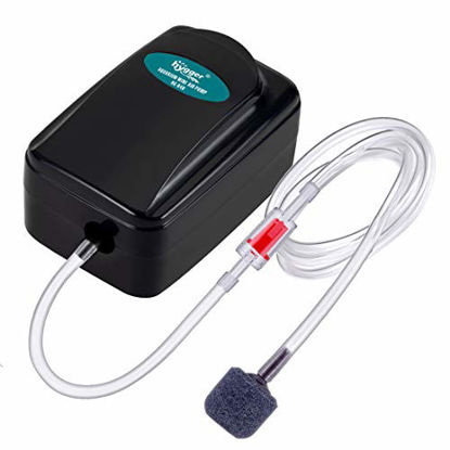 Picture of hygger Mini Aquarium Air Pump Kit Small Fish Tank Air Pump 1W for 1-20 Gallon Fish Bowl with Air Tube Air Bubbler Stone Check Valve (1W)