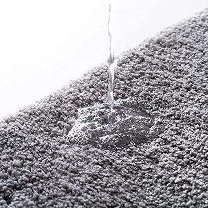 Picture of Bathroom Rug Gray Bath Mat Silver Shower Shaggy Floors Extra 24x16 Thick Super Soft Best Absorbent Perfect Absorbant Plush Door Mat Carpet Grey Gentsing