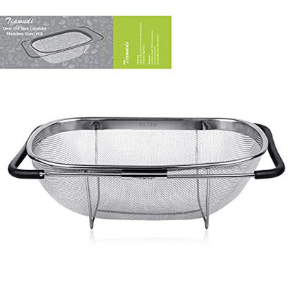 18/8 Stainless Steel Colander, Easy Grip Micro-Perforated 5-Quart Colander, Strainer with Riveted and Heat Resistant Handles, BPA Free. Great for