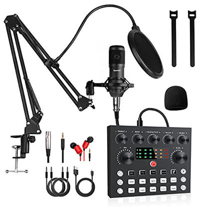 Picture of Podcast Equipment Bundle,Audio Interface with All-In-One DJ Mixer and Studio Broadcast Microphone, Perfect for Recording,Live Streaming,Gaming,Compatible with PC,Smartphone,Play Station