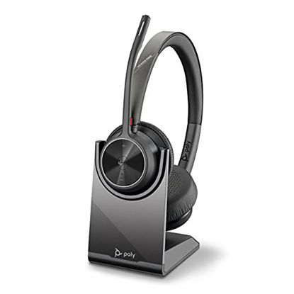 Picture of Poly (Plantronics + Polycom) - Voyager 4320 UC Wireless Headset + Charge Stand (Plantronics) - Headphones w/Mic - Connect to PC/Mac via USB-C Bluetooth Adapter, Black, 218479-02