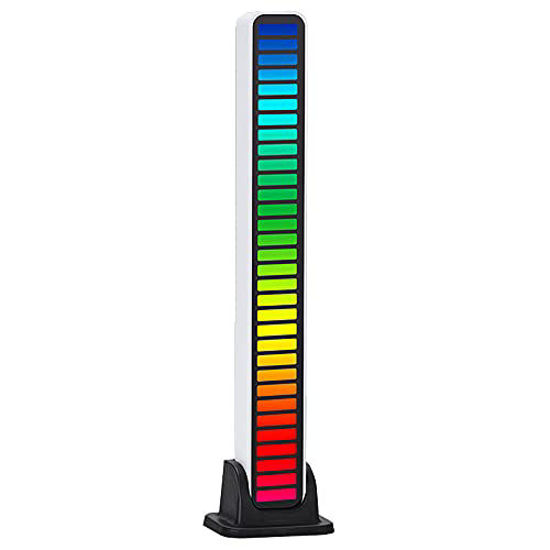 Picture of Voice Level Lights,APP Controlled RGB Music Levels Voice Control Wireless Stereo Music Spectrum LED Light Audio Spectrum Analyzer(White)