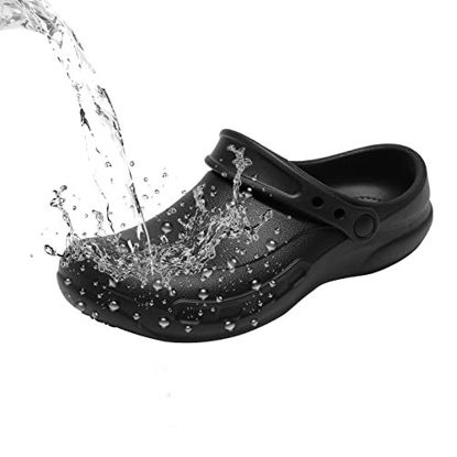 Picture of Haifago Black Non Slip Waterproof and Oil-Proof Clogs Shoes for Men, Standing All Day Comfortable Nurse and Chef Shoes for Men, Mens Work Shoes for Food Service, Kitchen, Restaurant, Yard