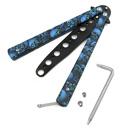 Picture of MORDEN MS Practice Finger Trainer Tool, Steel Metal Folding Balisong Tool with Latch for Training and Practicing Flipping Tricks - Blue