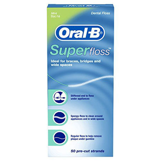 Picture of Oral-B Super Floss Pre-Cut Strands Dental Floss, Mint, 50 Count