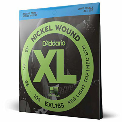 Picture of D'Addario Bass Guitar Strings - XL Nickel Bass Strings - EXL165 - Perfect Intonation, Consistent Feel, Durability - For 4 String Bass Guitars - 45-105 Regular Light Top/Medium Bottom, Long Scale