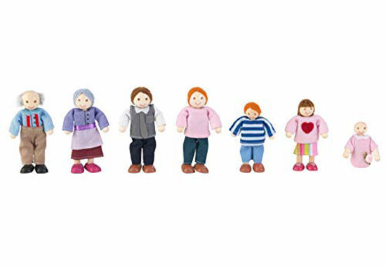 Picture of KidKraft 5" Wooden Poseable Doll Family of 7 - Caucasian, Gift for Ages 3+