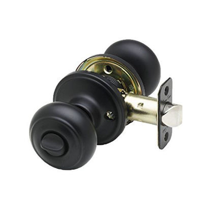 Picture of Copper Creek CK2030BC Colonial Privacy Function Door Knob, 1 Pack, Black Finish