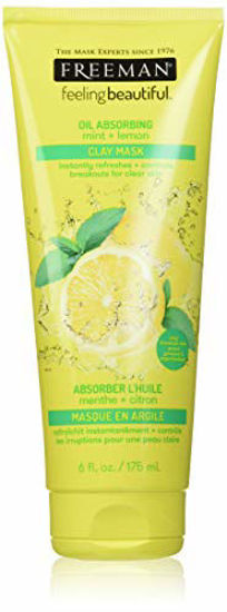 Picture of Freeman Oil Absorbing Clay Facial Mask, Pore Minimizing Beauty Face Mask with Mint and Lemon, 6 oz