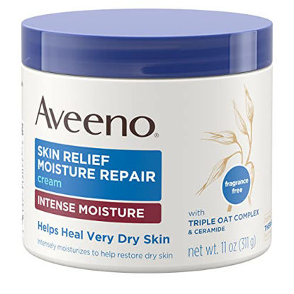 Picture of Aveeno Skin Relief Intense Moisture Repair Cream with Triple Oat Complex, Ceramide & Rich Emollients, Steroid- & Fragrance-Free Moisturizing Body Cream for Extra-Dry Skin, 11 oz