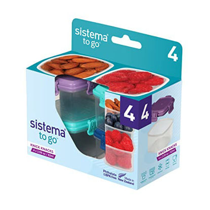 Picture of Sistema To Go Collection Mini Knick Knack Snack Container, 2.09 oz./62 mL, Pink/Green/Blue/Purple, 4 Count