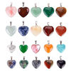 Picture of KeyZone 20 Pieces Heart Shaped Stone Pendants Charms Crystal Chakra Beads for DIY Necklace Jewelry Making, 2 Sizes, Assorted Color