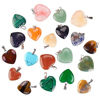 Picture of KeyZone 20 Pieces Heart Shaped Stone Pendants Charms Crystal Chakra Beads for DIY Necklace Jewelry Making, 2 Sizes, Assorted Color