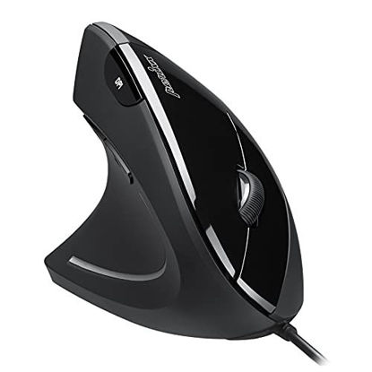 Picture of Perixx Perimice-513L Wired Vertical Ergonomic Mouse with 2 DPI, 6 Button Optical Ergo Mouse with 2 Level DPI Switch 1000 1600, Left Handed, Black