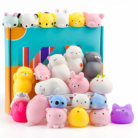 Picture of KUUQA 25Pcs Cute Squeeze Animal Toys Squishies Panda Cat Paw Mini Soft Squeeze Stress Reliever Toys for Birthday Party Favors Easter Egg Fillers Goodie Bag Stuffers