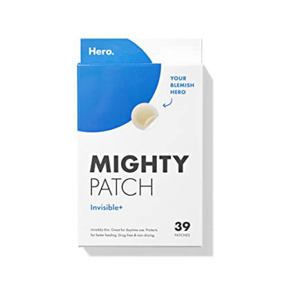 Picture of Mighty Patch Invisible+ from Hero Cosmetics - Daytime Hydrocolloid Acne Pimple Patches for Covering Zits and Blemishes, Ultra Thin Spot Stickers for Face and Skin, Vegan-friendly and Not Tested on Animals (39 Count)