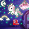 Picture of Glow in The Dark Stars, Glowing Unicorn Sets with Castle Moon and Rainbow Wall Decals for Kids Bedding Room , Great for Birthday Gift Wall Mural Stickers for Girls and Boys