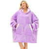 Picture of Oversized Wearable Blanket Sherpa Fleece Thick Warm Hoodie Blanket Big Hooded Sweatshirt Hoodie Blanket Jacket for Adults Women Girls Teenagers Teens Men Purple