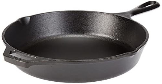 Lodge Seasoned Cast Iron Skillet - 12 Inch Ergonomic Frying Pan with Assist  Handle, black