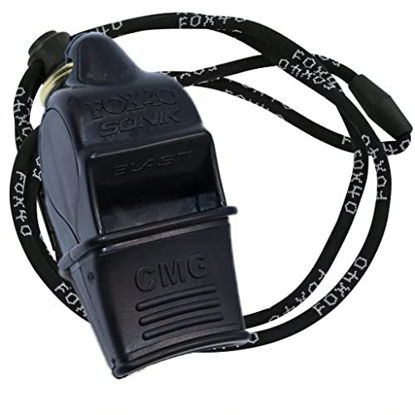 Picture of Fox 40 Sonik Blast CMG Official Whistle with Break Away Lanyard (Black)