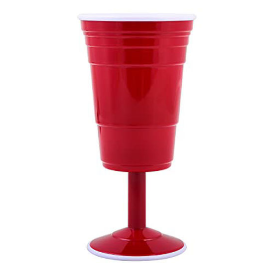 Picture of Red Cup Living 8 oz Plastic Wine Glass, Reusable Stemmed Wine Glasses | Red Cup Style Outdoor Wine Glasses, BPA Free Large Wine Glass | Dishwasher Safe Long Stem Wine Glasses, Perfect Plastic Wine Glasses for Camping and Patio Parties - Set of 1