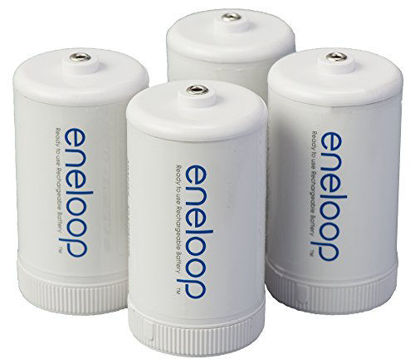 Picture of Panasonic BQ-BS1E4SA eneloop D Size Battery Adapters for Use with Ni-MH Rechargeable AA Battery Cells, 4 Pack