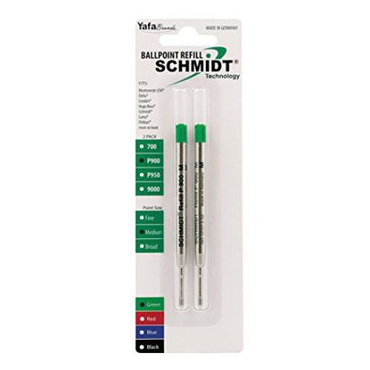 Picture of Schmidt P900 Ballpoint Tc Ball Parker Style Refill Medium, Green, 2 Pack Blister (SC58138)