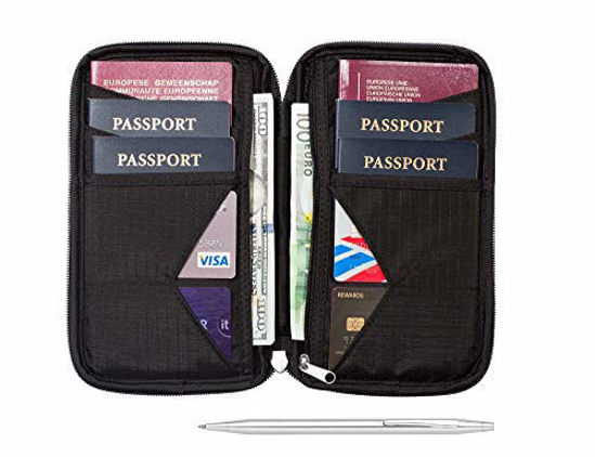 Picture of Travel Wallet & Family Passport Holder w/RFID Blocking- Document Organizer Case ?