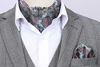 Picture of Men's Cravat Ascot Ties Paisley Jacquard Woven Floral Luxury Blue and Pink Ascot Scarf Tie and Handkerchief Set