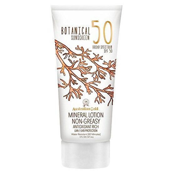 Picture of Australian Gold Botanical Sunscreen Mineral Lotion SPF 50, 5 Ounce | Broad Spectrum | Water Resistant