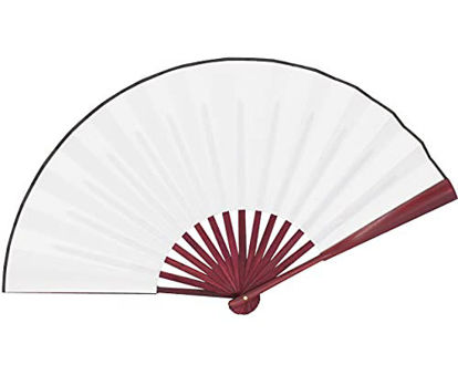 Picture of HONSHEN Chinese Folding Fan White Hand Fans Bamboo Fan with Traditional Chinese Arts Handicraft (White)