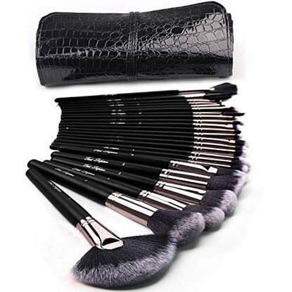 Picture of Makeup Brushes 24pcs Makeup Brush Set Kabuki Foundation Blending Brush Face Powder Blush Concealers Eye Shadows Make Up Brushes Kit with Bag