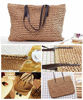 Picture of Ayliss Women Straw Woven Tote Large Beach Handmade Weaving Shoulder Bag Handbag (Square Khaki #2)