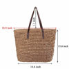 Picture of Ayliss Women Straw Woven Tote Large Beach Handmade Weaving Shoulder Bag Handbag (Square Khaki #2)