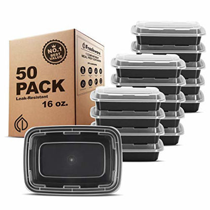 Picture of Freshware Meal Prep Containers [50 Pack] 1 Compartment Food Storage Containers with Lids, Bento Box, BPA Free, Stackable, Microwave/Dishwasher/Freezer Safe (16 oz)