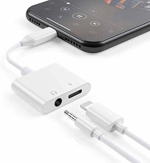 2 Pcs 3.5mm Headphones Jack Adapter, 2 in 1 3.5mm AUX Audio & Charge Cable,  Compatible for 14 13 12 11 XS XR X 8 7 iPad, Support All iOS System 
