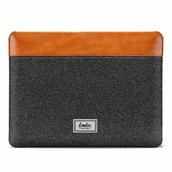 Picture of tomtoc Felt & PU Leather Laptop Sleeve for 13-inch MacBook Air M1/A2337 A2179 2018-2021, 13 Inch MacBook Pro M1/A2338 A2251 2016-2021, Dell XPS 13, Surface Pro 8/X/7+/7/6/5, Ultra-Slim Accessory Case