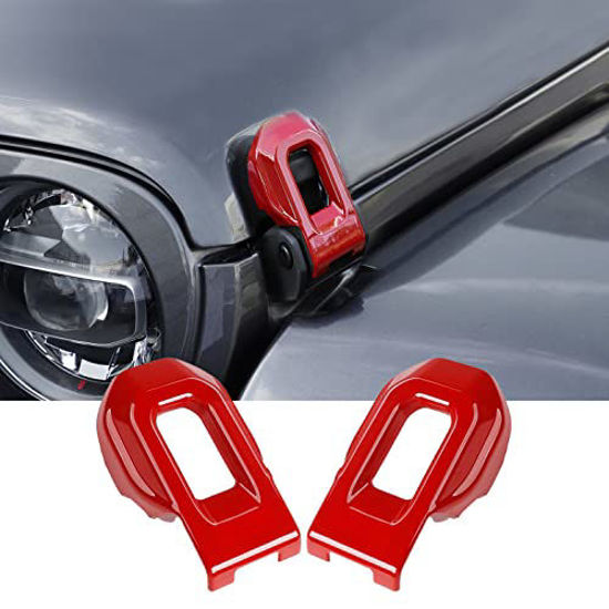 Picture of Hoolcar Hood Latch Lock Catch Brackets Cover for 2018-2021 Jeep Wrangler JL JLU & 2020-2021 Gladiator JT, Red