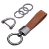 Picture of Wisdompro Genuine Leather Car Keychain, Universal Key Fob Keychain Leather Key Chain Holder for Men, 360 Degree Rotatable, with Anti-Lost D-Ring, 3 Keyrings and 1 Screwdriver - Brown