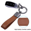 Picture of Wisdompro Genuine Leather Car Keychain, Universal Key Fob Keychain Leather Key Chain Holder for Men, 360 Degree Rotatable, with Anti-Lost D-Ring, 3 Keyrings and 1 Screwdriver - Brown