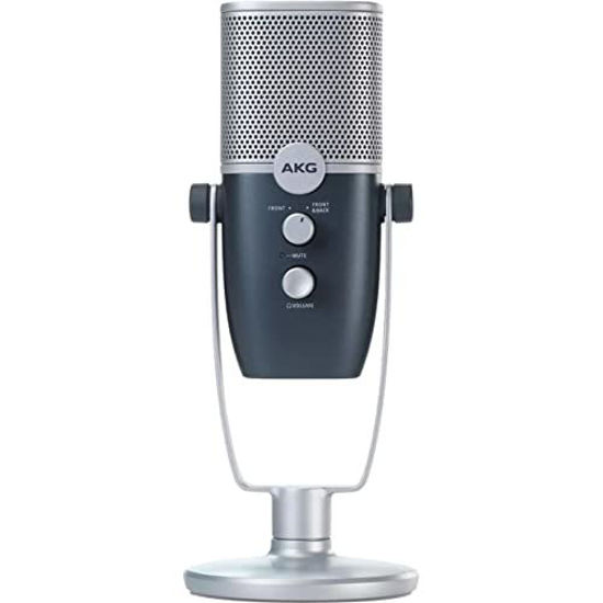 Picture of AKG Pro Audio Ara Professional USB-C Condenser Microphone, Dual Pattern Audio Capture Modes for Podcasting, Video Blogging, Gaming and Streaming, Blue and Silver