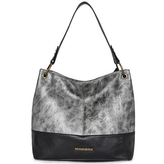Large Grey Helen Hobo Purse - Soft Leather Bag | Laroll Bags