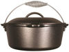 Picture of Lodge 5 Quart Cast Iron Dutch Oven. Pre Seasoned Cast Iron Pot and Lid with Wire Bail for Camp Cooking