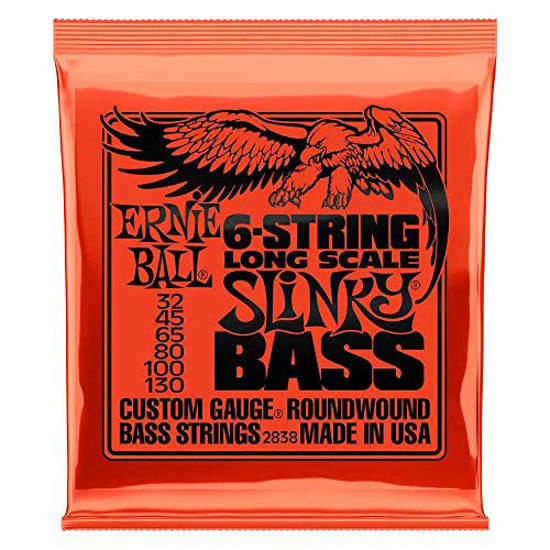 Picture of Ernie Ball 6-String Long Scale Slinky Nickel Wound Bass Guitar Strings, 32-130 Gauge (P02838)