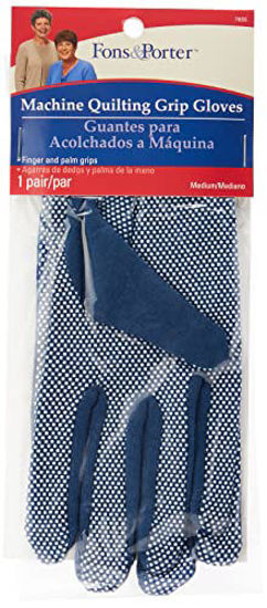  Dritz Fons & Porter 7856 Machine Quilting Grip Gloves, Gold,  Size Large