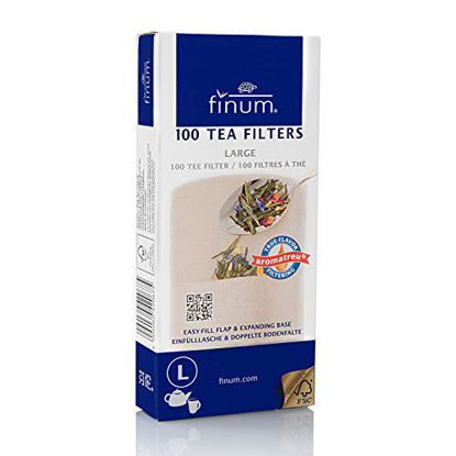 Picture of Finum Disposable Paper Tea Filter Bags for Loose Tea, Brown, Large, 100 Count