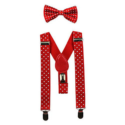 Picture of Baby Suspenders and Bow Tie Set (Elastic Adjustable-Fits Baby to Toddler) (Red with White Polka Dots)