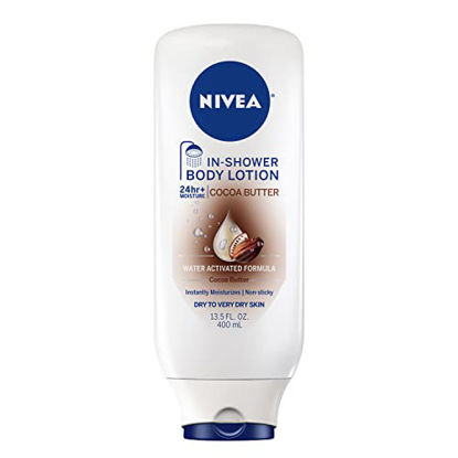 Picture of NIVEA Cocoa Butter In Shower Lotion, Body Lotion for Dry Skin, 13.5 Fl Oz Bottle